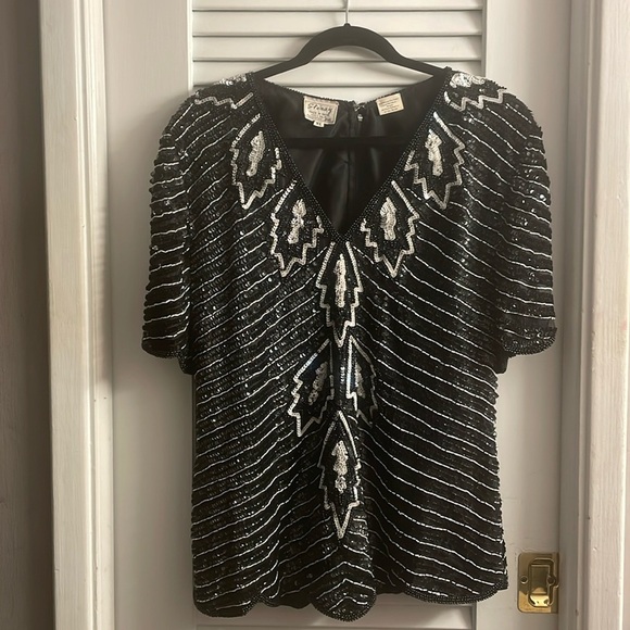 Stenay Tops - Stenay 80’s Vintage Beaded Blouse, XL - Excellent Vintage Condition